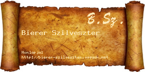 Bierer Szilveszter névjegykártya